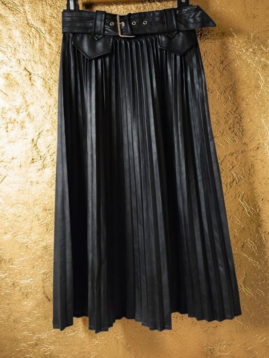 Express Dresses & Skirts - NWT Express Black Pleated Skirt Faux Leather